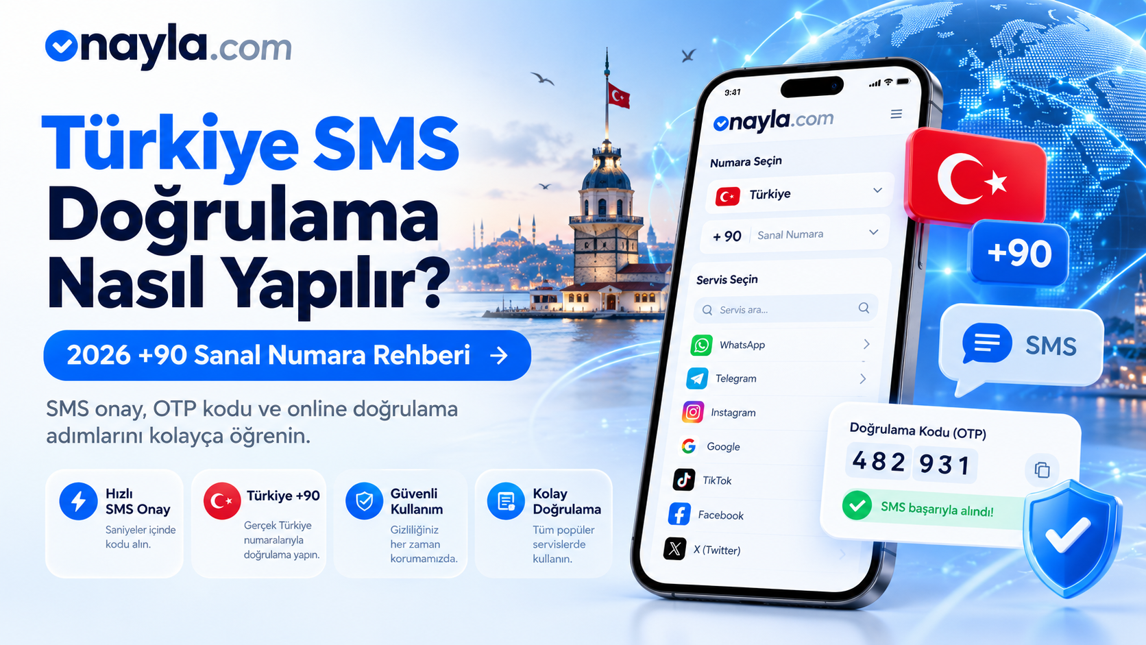 Türkiye SMS Doğrulama ve +90 Sanal Numara | Onayla.com