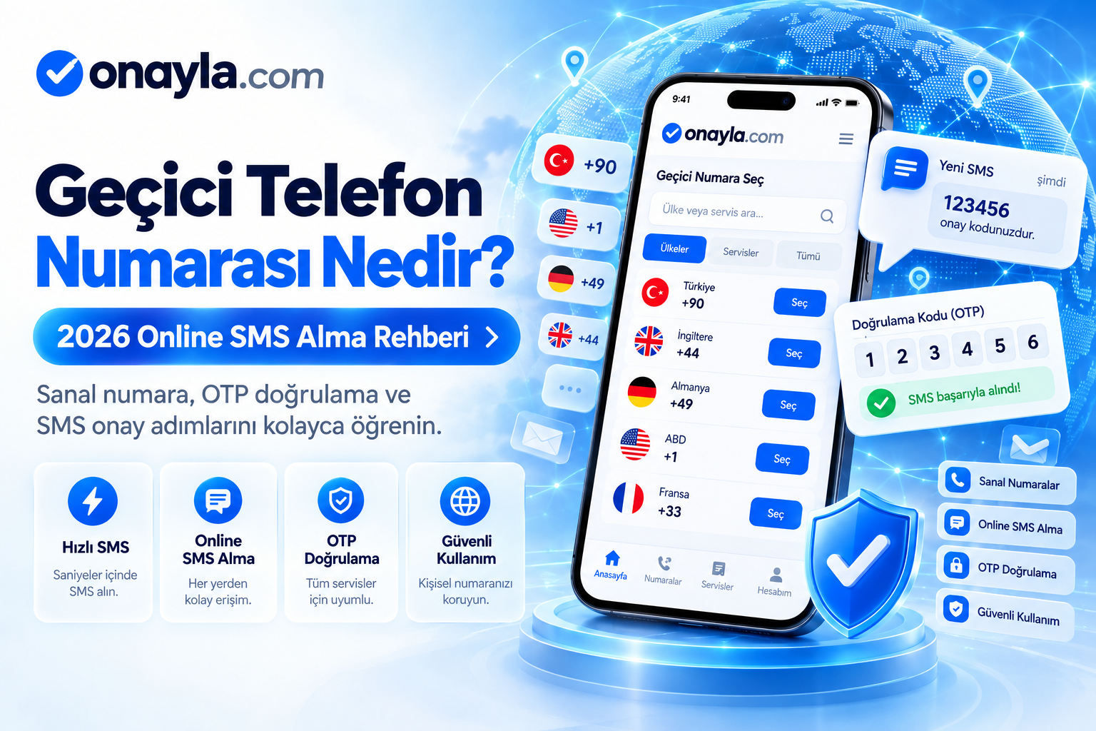 Geçici Telefon Numarası ve Online SMS Alma 2026 | Onayla.com
