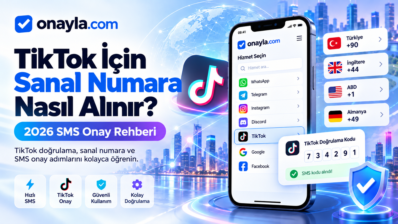 TikTok Sanal Numara ve SMS Onay 2026 | Onayla.com