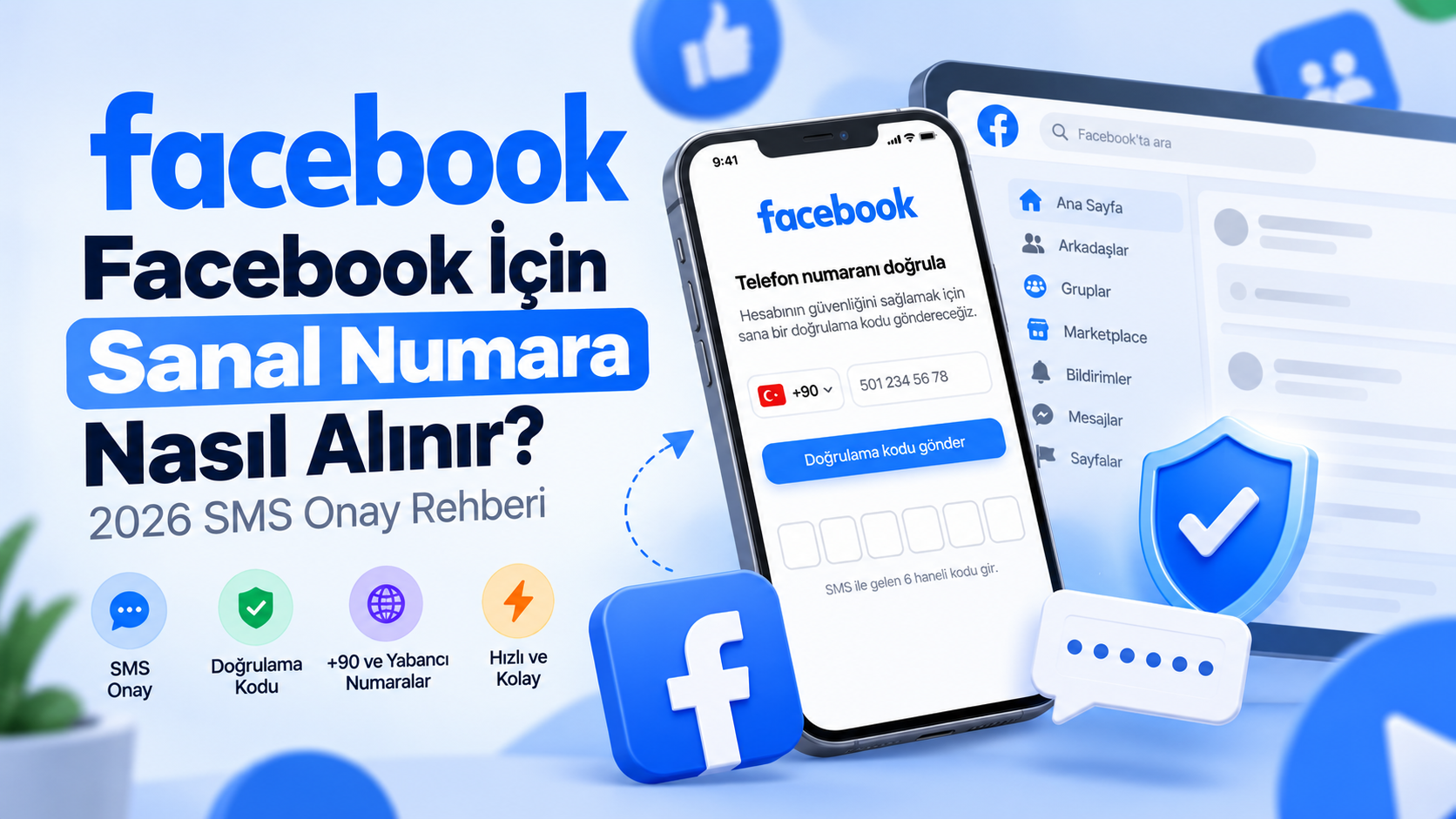 Facebook Sanal Numara ve SMS Onay 2026 | Onayla.com
