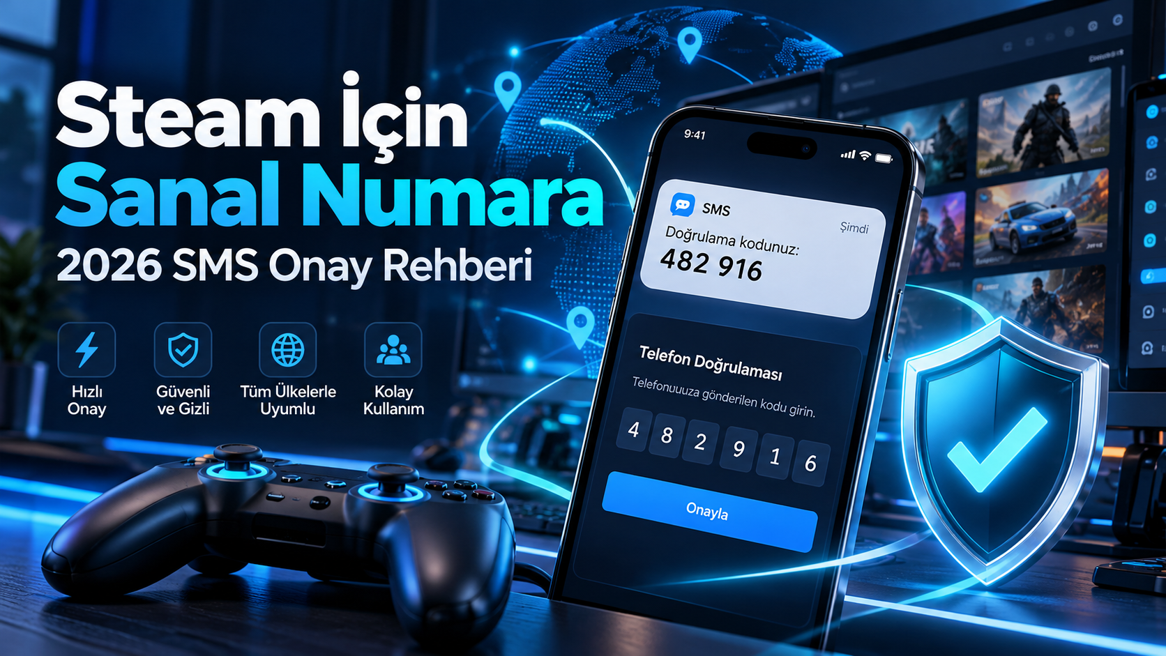 Steam Sanal Numara ve SMS Onay 2026 | Onayla.com